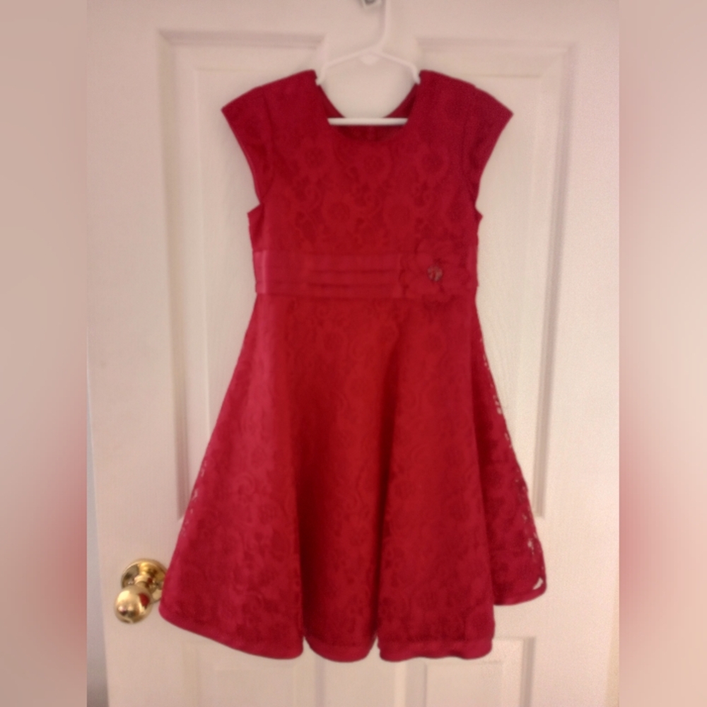 Jona Michelle Vibrant Red Lace Dress